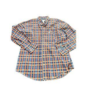 Panhandle Men's Multicolor 100% Cotton Plaid Print Button Down Shirt Size XL